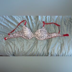 Victoria Secret Leopard Print Bra with Red Straps
